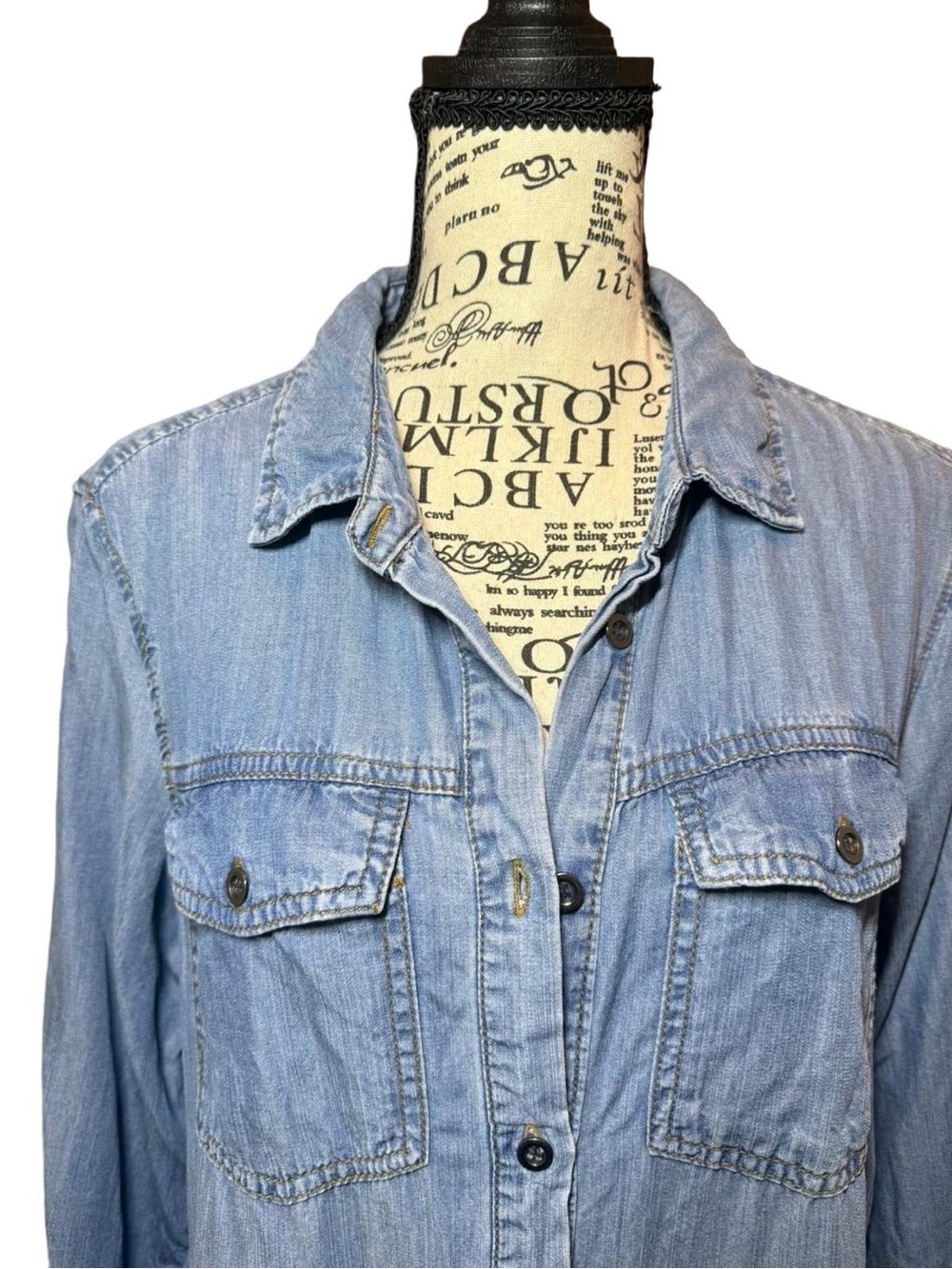 Velvet Heart Bree Tiered Denim Babydoll Shirt Dress - Cotton - Size M - Picture 3 of 10
